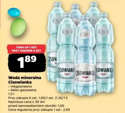 Woda mineralna Cisowianka niegazowana lub lekko gazowana
