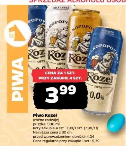 Piwo Kozel różne rodzaje