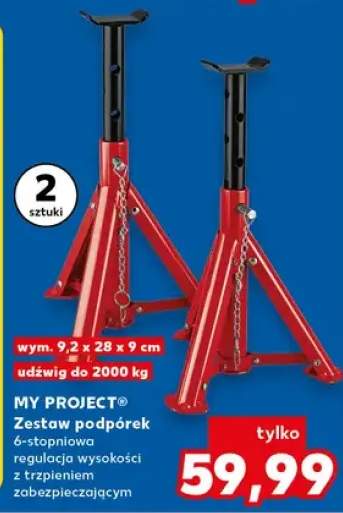 Zestaw podpórek 6-stopniowa regulacja wysokości z trzpieniem zabezpieczającym