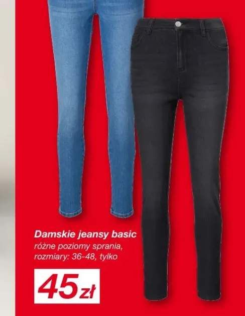 Jeansy damskie basic różne poziomy sprania