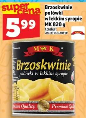 Brzoskwinie połówki w lekkim syropie