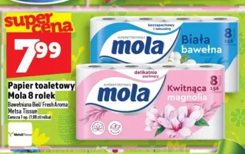 Papier toaletowy 8 rolek biała bawełna/kwitnąca magnolia