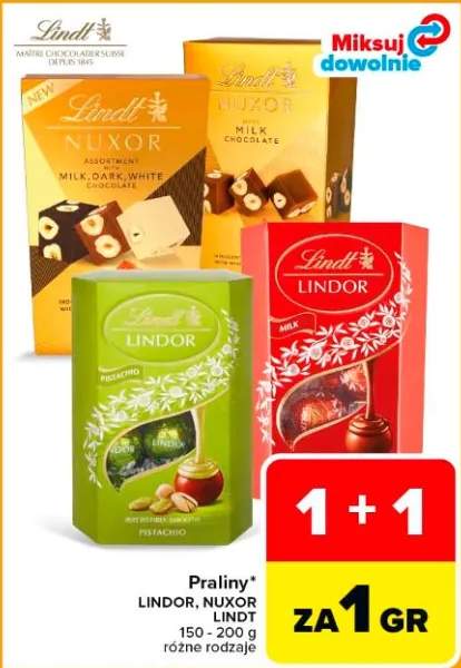 Praliny Lindor, Nuxor Lindt różne rodzaje