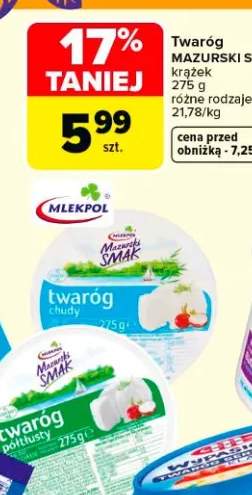 Twaróg Mazurski Smak krążek różne rodzaje