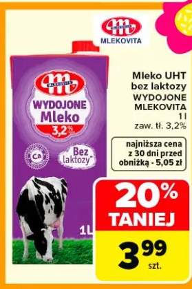 Mleko UHT bez laktozy wydojone 3,2%