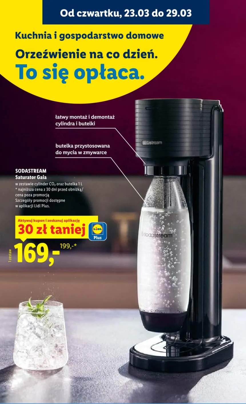 Saturator Gaia w zestawie cylinder CO₂ oraz butelka 1l