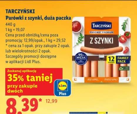 Parówki z szynki, duża paczka