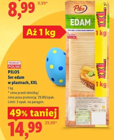 Ser edam w plastrach, XXL