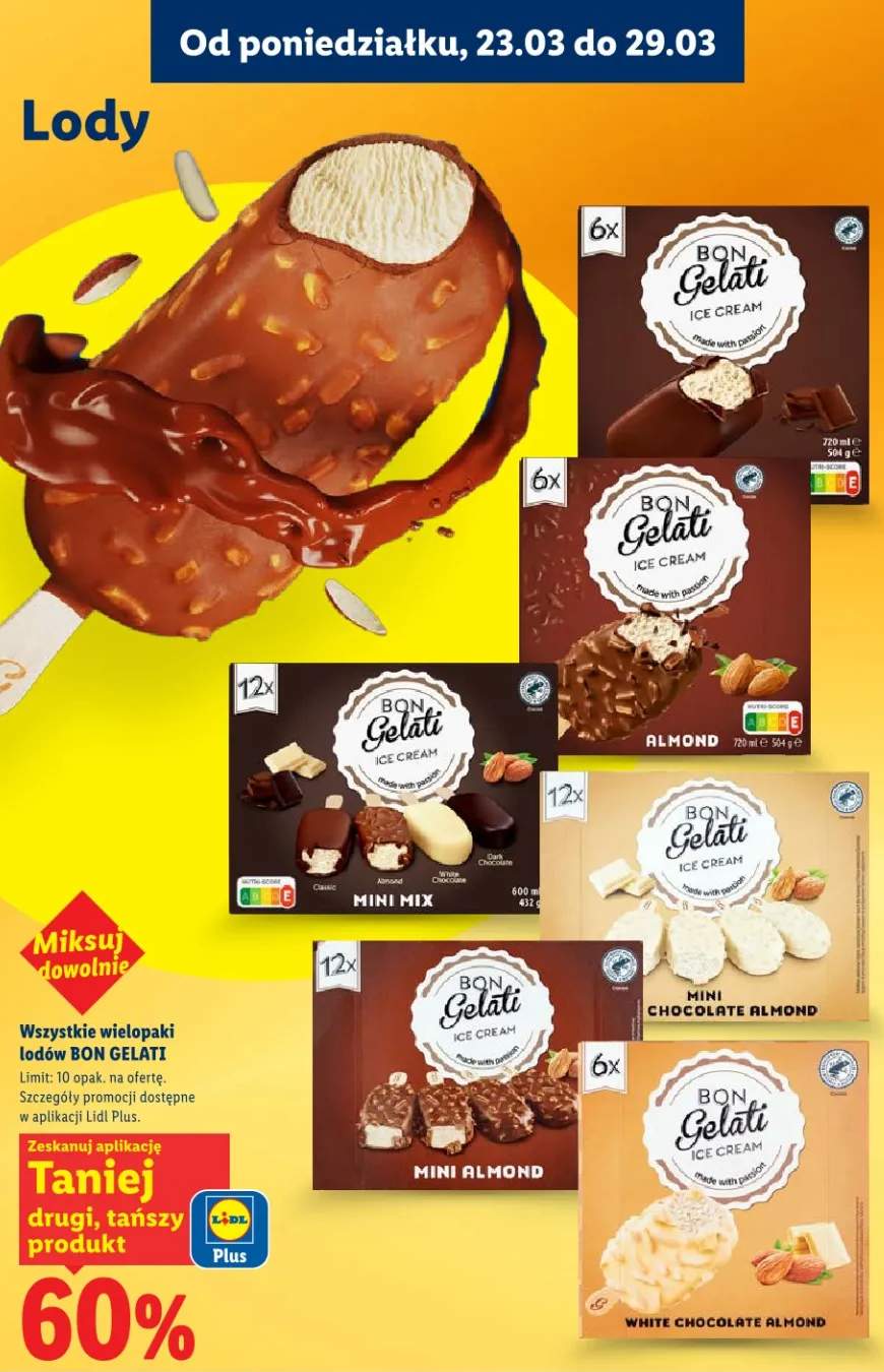 Lody Bon Gelati różne rodzaje