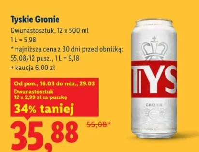 Piwo Tyskie Gronie dwunastoszstuk 12x500ml