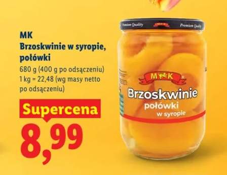 Brzoskwinie w syropie, połówki