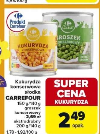 Kukurydza konserwowa słodka groszek konserwowy ekstraidrobny