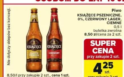 Piwo książęce pszeniczne, 0%, czerwony lager, ciemne butelka zwrotna