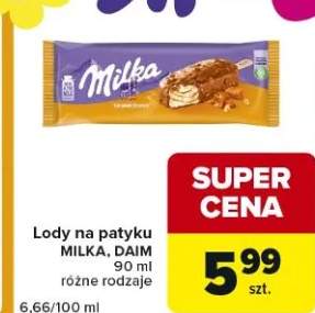 Lody na patyku Milka, Daim różne rodzaje