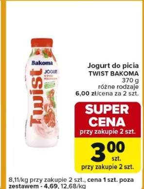 Jogurt do picia Twist Bakoma różne rodzaje