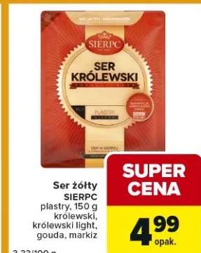 Ser żółty Sierpc plastry, 150 g królewski light, gouda, Titi