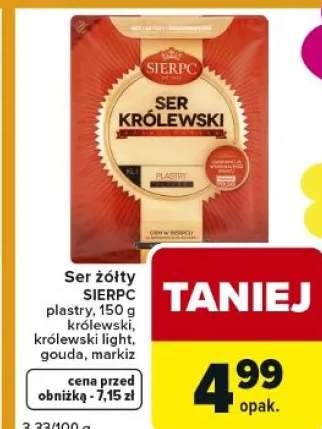 Ser żółty plastry królewski królewski light gouda markiz