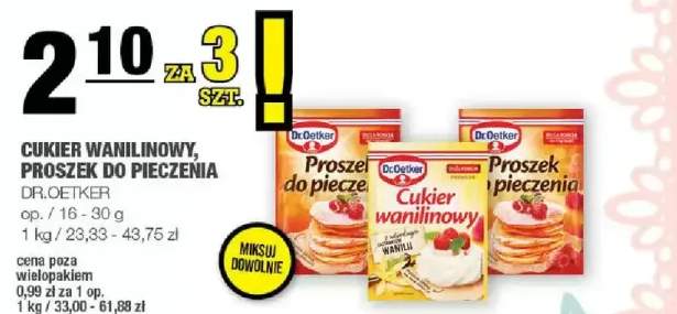 Cukier wanilinowy, proszek do pieczenia