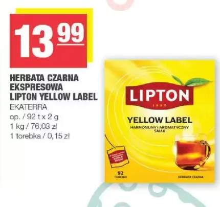 Herbata czarna ekspresowa Lipton Yellow Label