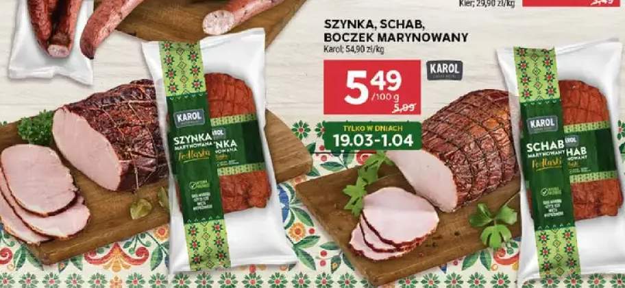 Szynka, schab, boczek marynowany