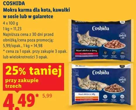 Mokra karma dla kota, kawałki w sosie lub w galarecie