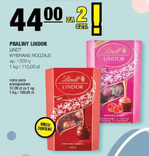 Praliny Lindor wybrane rodzaje