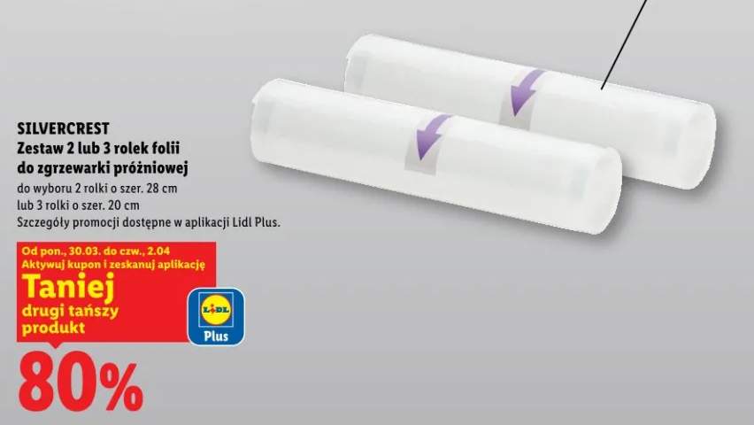 Zestaw 2 lub 3 rolek folii do zgrzewarki próżniowej do wyboru 2 rolki o szer. 28cm lub 3 rolki o szer. 20cm