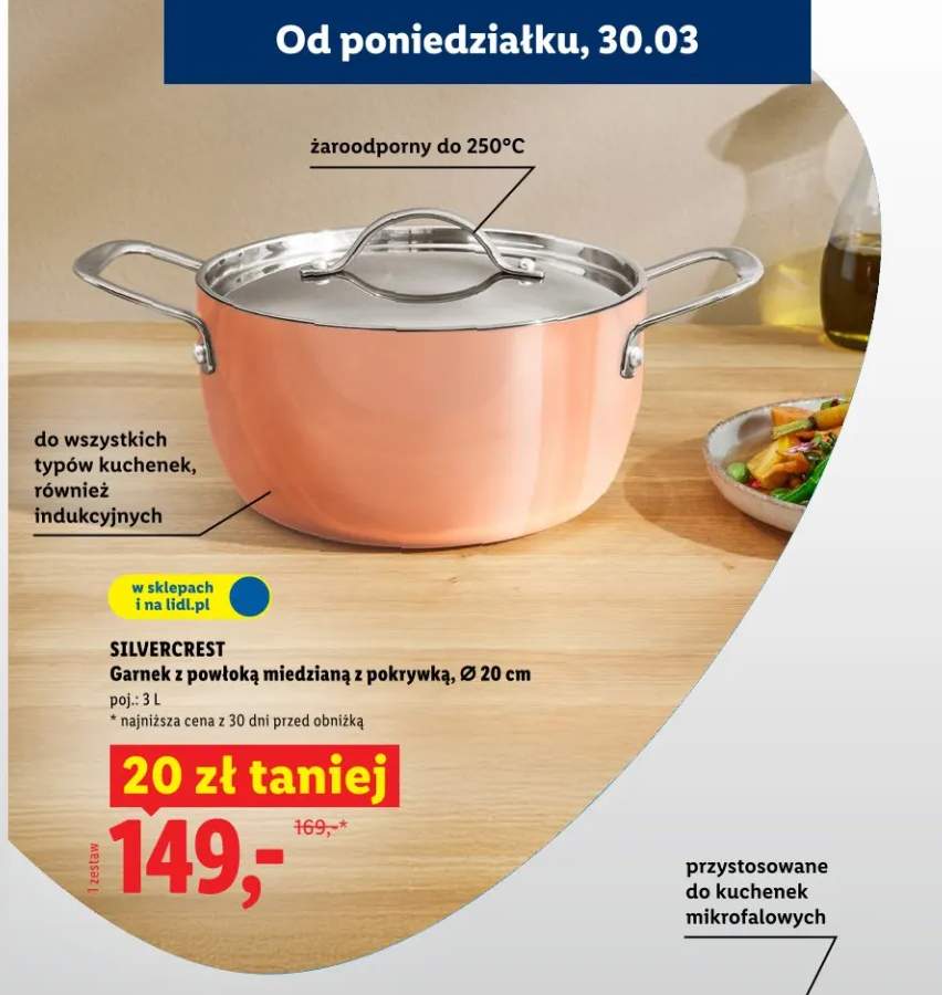 Garnek z powłoką miedzianą z pokrywką Ø 20cm poj. 3L