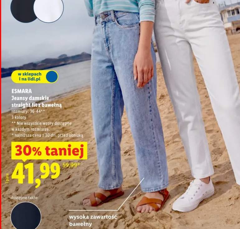 Jeansy damskie straight fit z bawełną