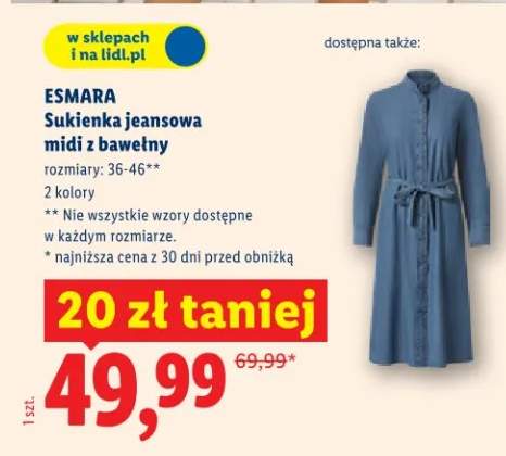 Sukienka jeansowa midi z bawełny