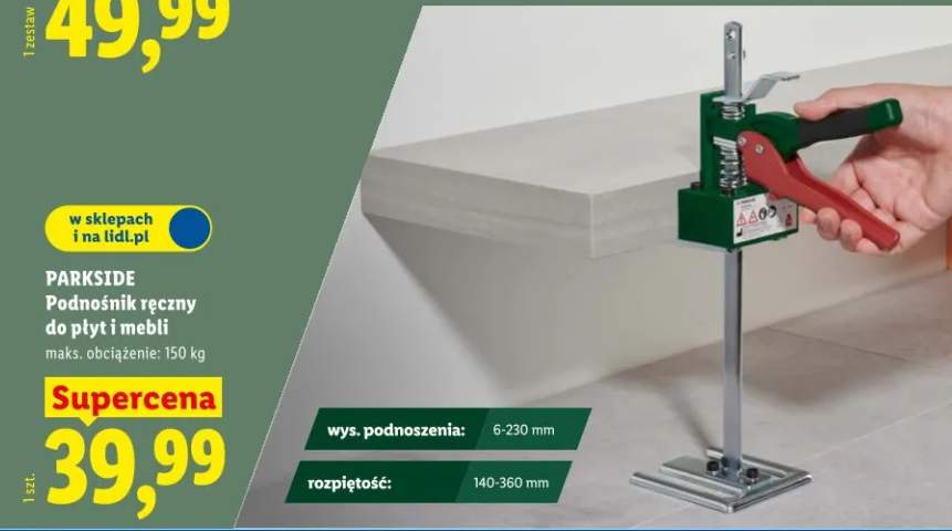 Podnośnik ręczny do płyt i mebli