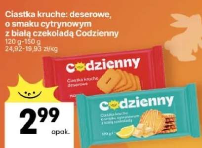 Ciastka kruche deserowe o smaku cytrynowym z białą czekoladą