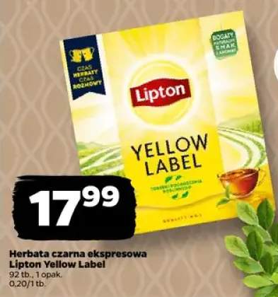 Herbata czarna ekspresowa Yellow Label 92 t.