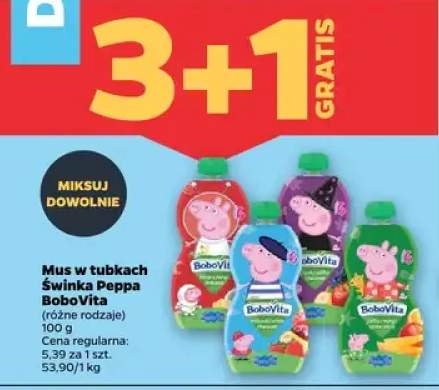 Mus w tubkach Świnka Peppa, różne rodzaje 3+1 GRATIS