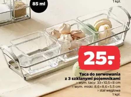 Taca do serwowania z 3 szklanymi pojemnikami
