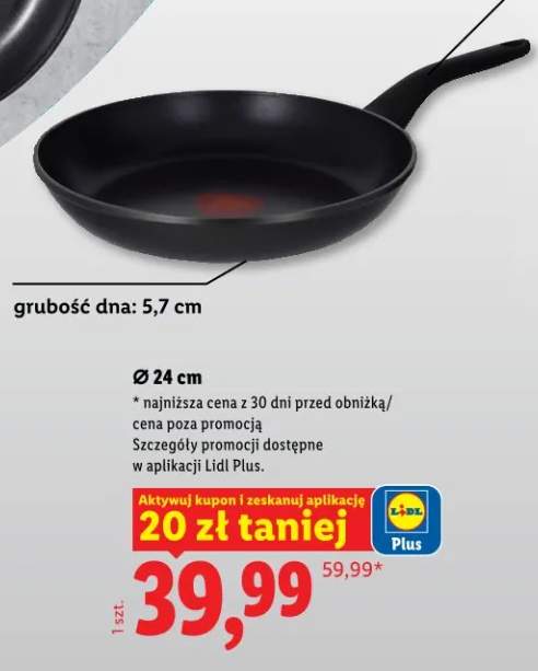 Patelnia z odlewu aluminium ze wskaźnikiem nagrania Ø 24cm