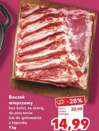 Boczek wieprzowy bez kości, ze skórą, do pieczenia lub do gotowania z kapustą