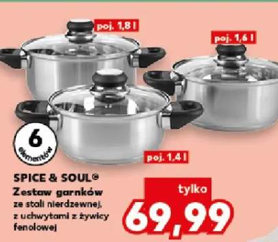 Zestaw garnków ze stali nierdzewnej, z uchwytami z żywicy fenolowej