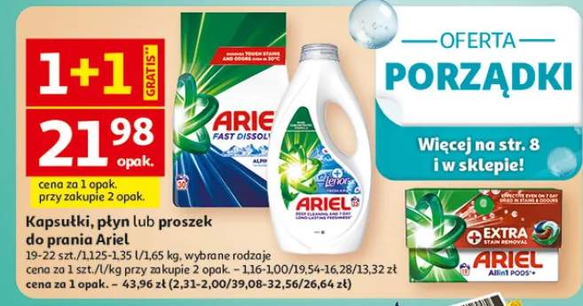 Kapsułki, płyn lub proszek do prania Ariel