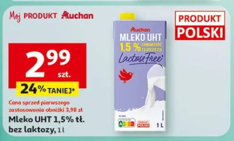 Mleko UHT 1,5% tł. bez laktozy