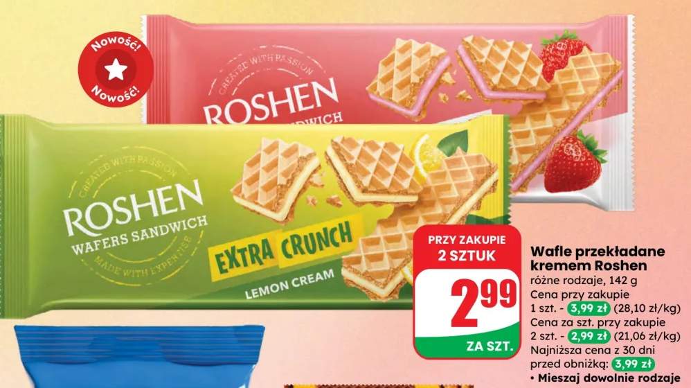 Wafle przekładane kremem różne rodzaje