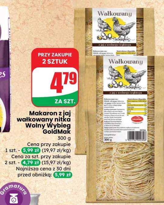 Makaron z jaj wałkowany nitka