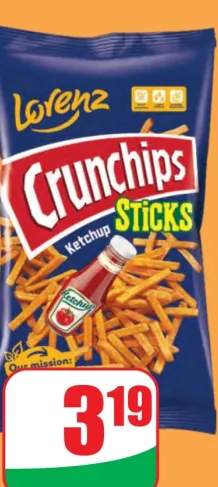 Chipsy Crunchips Sticks ketchup