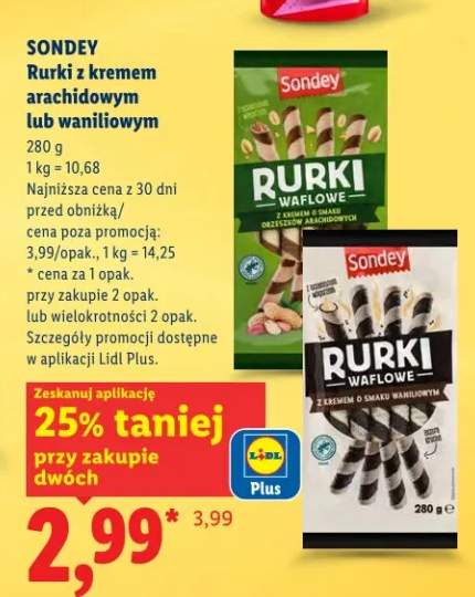 Rurki z kremem arachidowym lub waniliowym