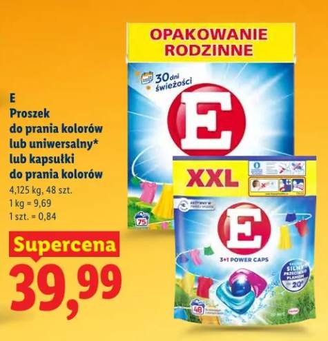 Proszek do prania kolorów lub uniwersalny lub kapsułki do prania kolorów