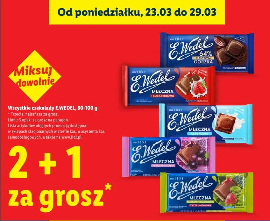 Wszystkie czekolady E.Wedel 80-100 g 2+1 ZA 1 GROSZ