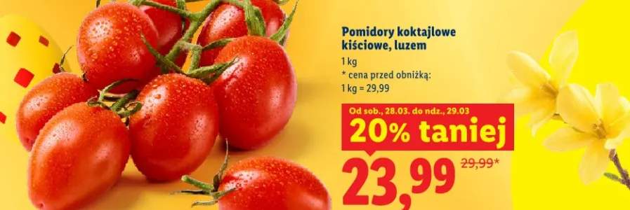 Pomidory koktajlowe kiściowe, luzem