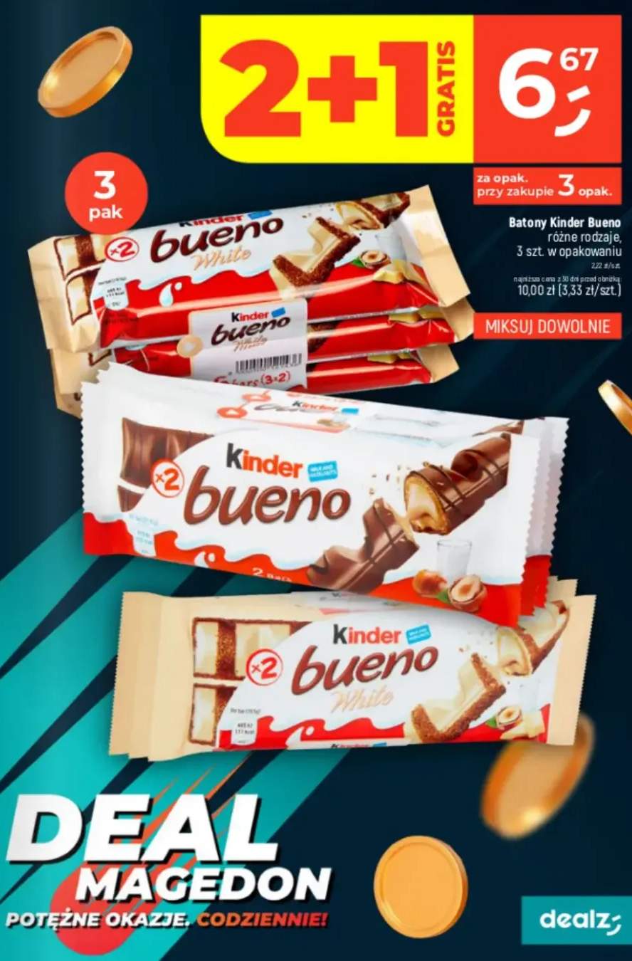 Batony Kinder Bueno różne rodzaje 3 szt. w opakowaniu