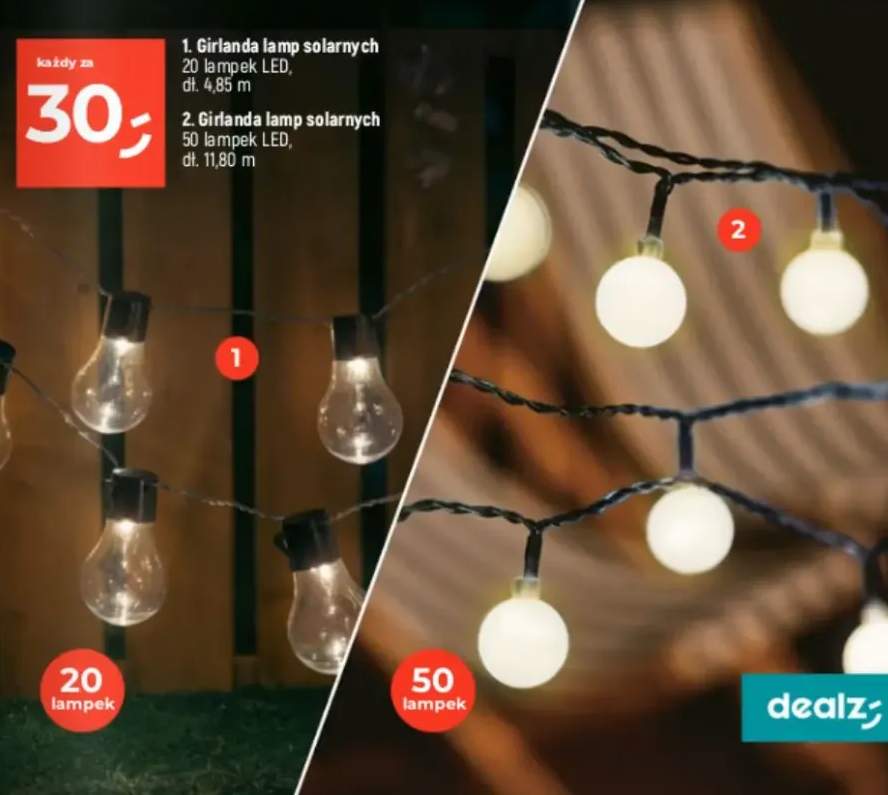 Girlanda lamp solarnych 50 lampek LED, dł. 11,80 m