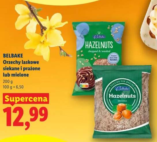 Orzechy laskowe siekane i prażone lub mielone